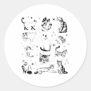 Adesivo Redondo Vintage 90s Tatuagem Cat _1