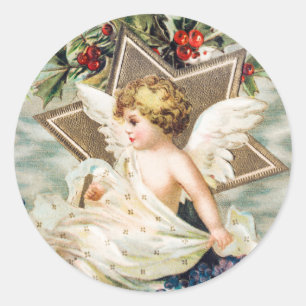 Adesivo Redondo Vintage A Joyous Christmastide (1908) Painting