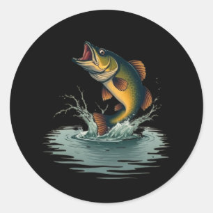 Adesivo Redondo Vintage à pesca de latão