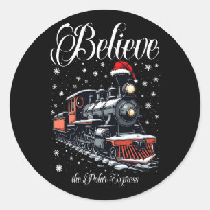 Adesivo Redondo Vintage acredita no trem de Natal