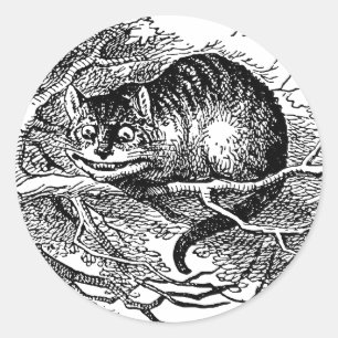 Adesivo Redondo Vintage Alice no País das Maravilhas, Cheshire Cat
