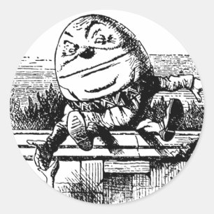 Adesivo Redondo Vintage Alice no País das Maravilhas, Humpty Dump