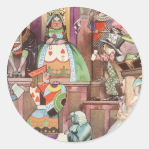 Adesivo Redondo Vintage Alice no país das maravilhas, rainha dos