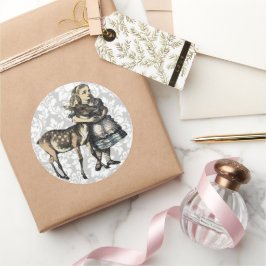 Adesivo Redondo Vintage Alice No Wonderland STICKER