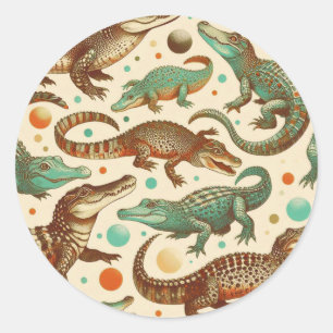 Adesivo Redondo Vintage Alligator Seamlees
