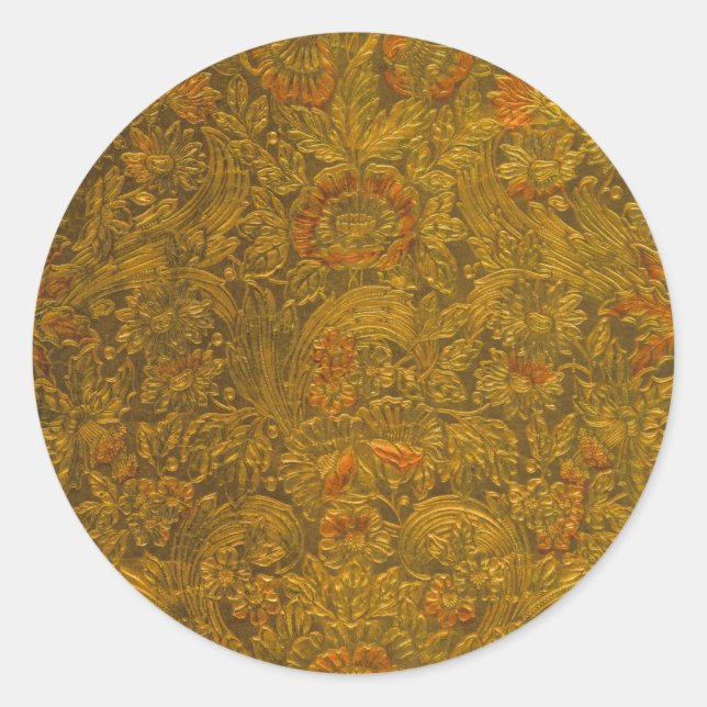 Adesivo Redondo Vintage Allover - Padrão Floral Embossed (Frente)