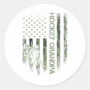 Adesivo Redondo Vintage American Camo Flag Hockey Vovô Si
