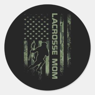 Adesivo Redondo Vintage American Camo Flag Orud Lacrosse Mãe Lax