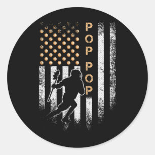 Adesivo Redondo Vintage American Flag Proud Lacrosse Pop Lax S