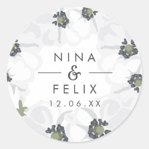 Adesivo Redondo Vintage Anemone Wedding