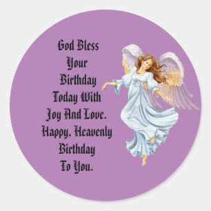 Adesivo Redondo Vintage Angel Happy Birthday
