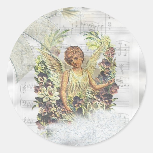 Adesivo Redondo Vintage Angel Sticker (Frente)