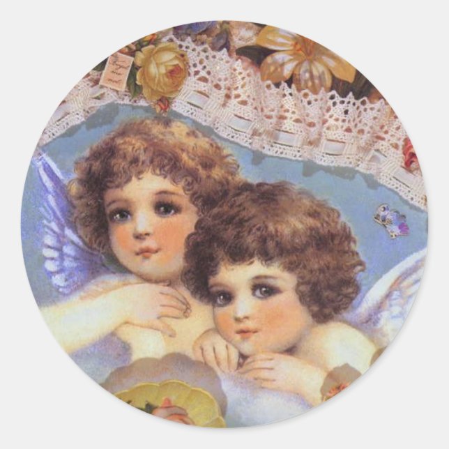 Adesivo Redondo Vintage Angel Stickers (Frente)