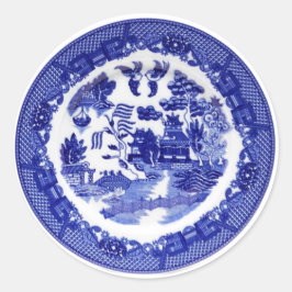 Adesivo Redondo Vintage Antique Blue Willow Pattern cerca de 1790