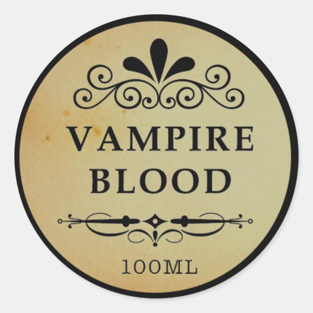 Adesivo Redondo Vintage Apothecary Vampire Bloch Halloween Sticker (Frente)