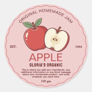 Adesivo Redondo Vintage Apple Fruta Jam Homemade