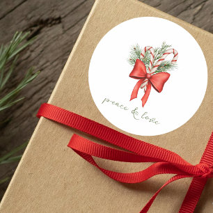 Adesivo Redondo Vintage Arco-íris de Natal Paz Amor Simples