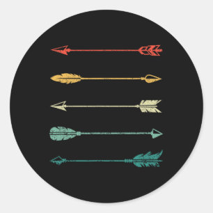 Adesivo Redondo Vintage Arrow Tradicional Archery Arrows Arco Hunt