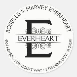 Adesivo Redondo Vintage Art Deco Round Circular Nome e Endereço