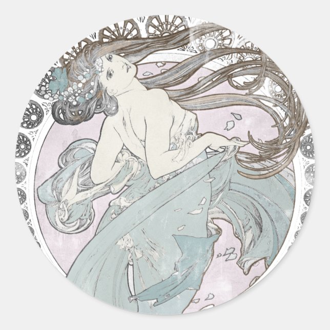 Adesivo Redondo Vintage Art Nouveau (Frente)