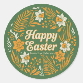 Adesivo Redondo Vintage Art Nouveau Floral Easter Sticker - Person