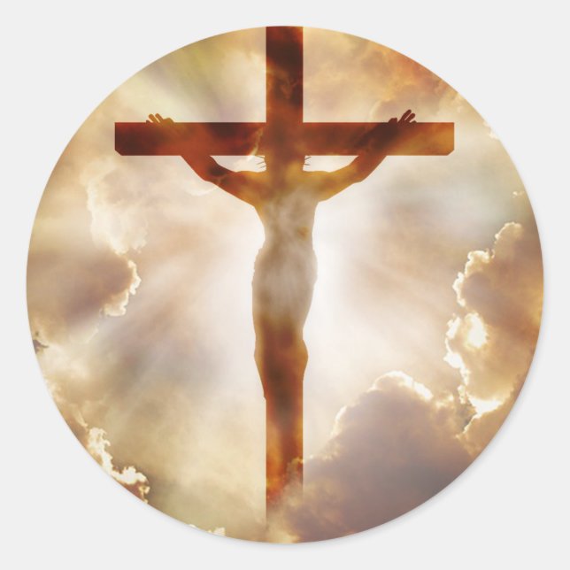 Adesivo Redondo Vintage, autocolante religioso (Frente)