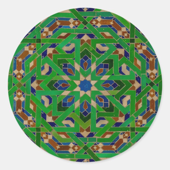 Adesivo Redondo Vintage Azulejo árabe marroquino design (Frente)