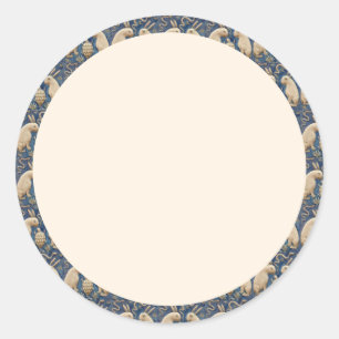 Adesivo Redondo Vintage Azulejo espanhol Coelho Animal Tortoise Az