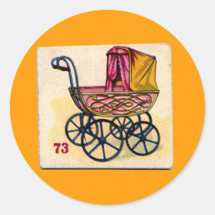 Adesivo Redondo Vintage Baby Buggy Game Card