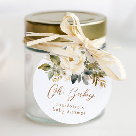 Adesivo Redondo Vintage Baby Carruagem Neutral Chá de fraldas