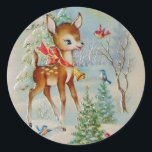 Adesivo Redondo Vintage Baby Christmas Deer<br><div class="desc">adesivo</div>