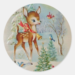 Adesivo Redondo Vintage Baby Christmas Deer