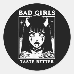 Adesivo Redondo Vintage Bad Girls Taste Melhores Tatuagens Amantes