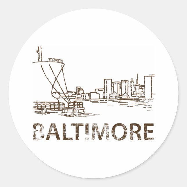 Adesivo Redondo Vintage Baltimore (Frente)