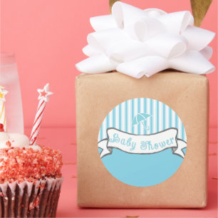 Adesivo Redondo Vintage Banner Baby Boy Chá Sticker