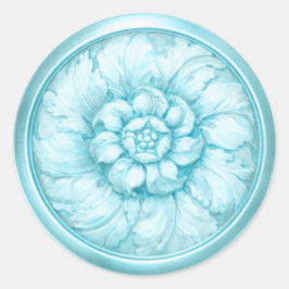 Adesivo Redondo Vintage Baroque Embossed Look Blue