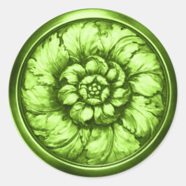 Adesivo Redondo Vintage Baroque Embossed Look Green 4