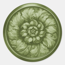 Adesivo Redondo Vintage Baroque Relevo Verde 9