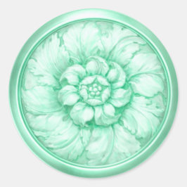 Adesivo Redondo Vintage Barroco com Aparência Embutida Verde 10