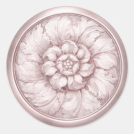 Adesivo Redondo Vintage Barroco com Relevo Rosa 30