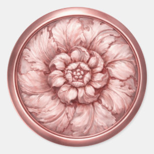 Adesivo Redondo Vintage Barroco com Relevo Rosa Malva