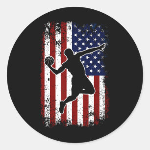 Adesivo Redondo Vintage Basball 4 de julho EUA Flag B