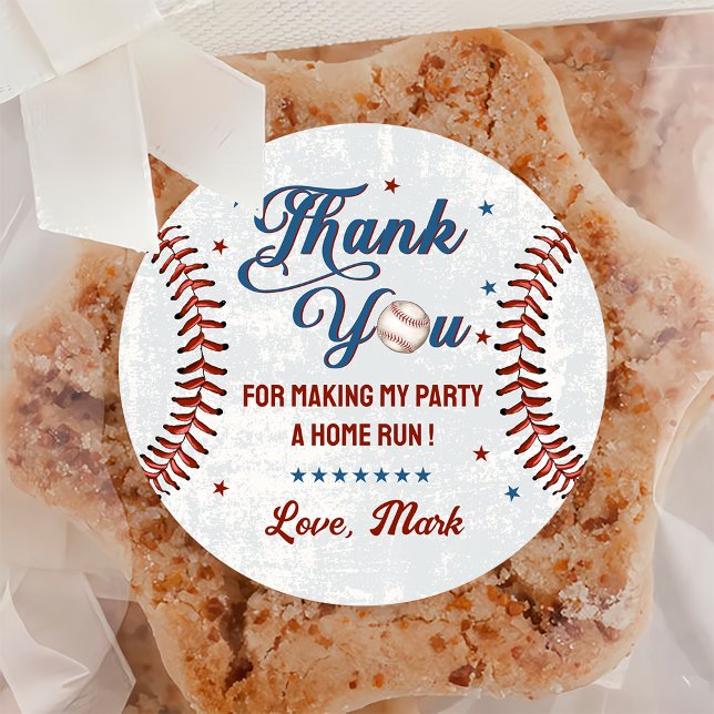 Adesivo Redondo Vintage Baseball Festa de aniversário Sticker (Criador carregado)