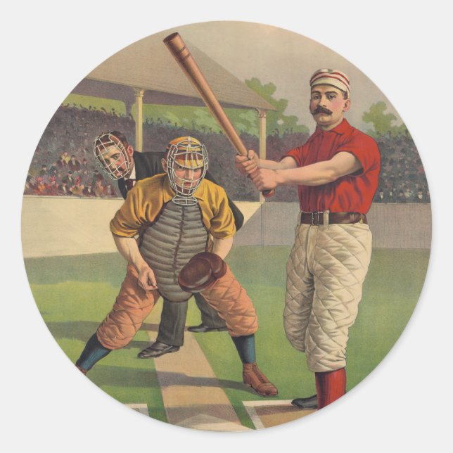 Adesivo Redondo Vintage Baseball Poster Sticker (Frente)