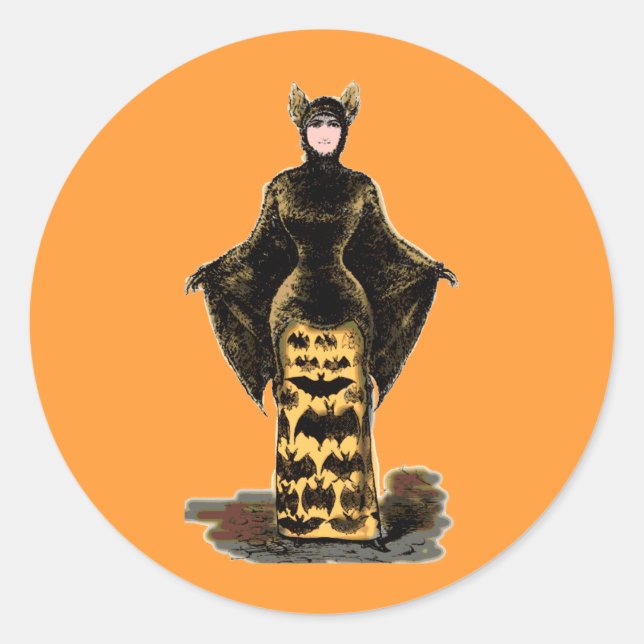 Adesivo Redondo Vintage Bat Costume (Frente)