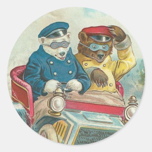 Adesivo Redondo Vintage Bear Stickers (Frente)