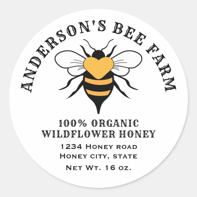 Adesivo Redondo Vintage bee jar (Frente)