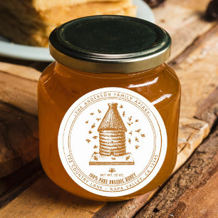 Adesivo Redondo Vintage Beekeeper Apiary Honey Personalizado