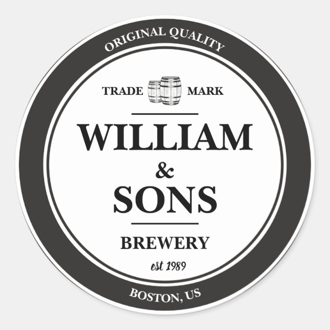 Adesivo Redondo Vintage Beer Fatory Label Sticker (Frente)
