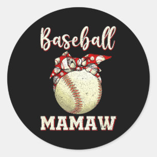 Adesivo Redondo Vintage beisebol mamaw softball feminino leopardo